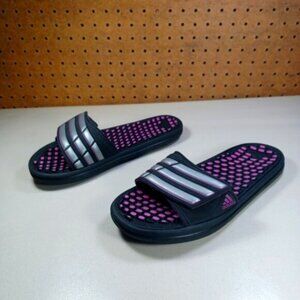 adidas womens black gray pink massage slide sandals 7 M